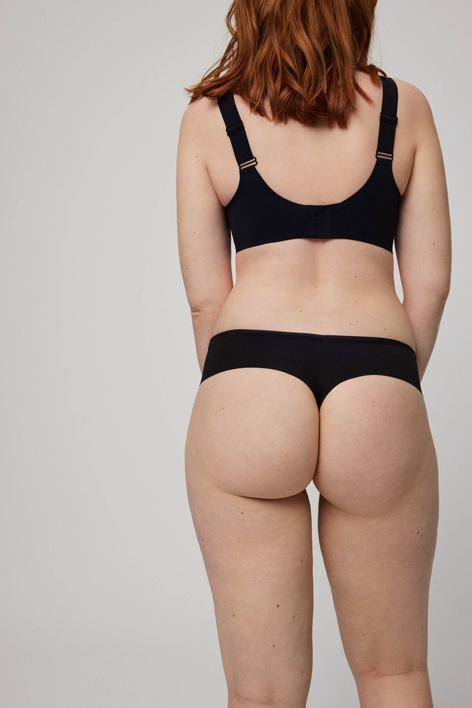 Tanga Alto De Controlo Com Acabamentos Invisíveis Preto