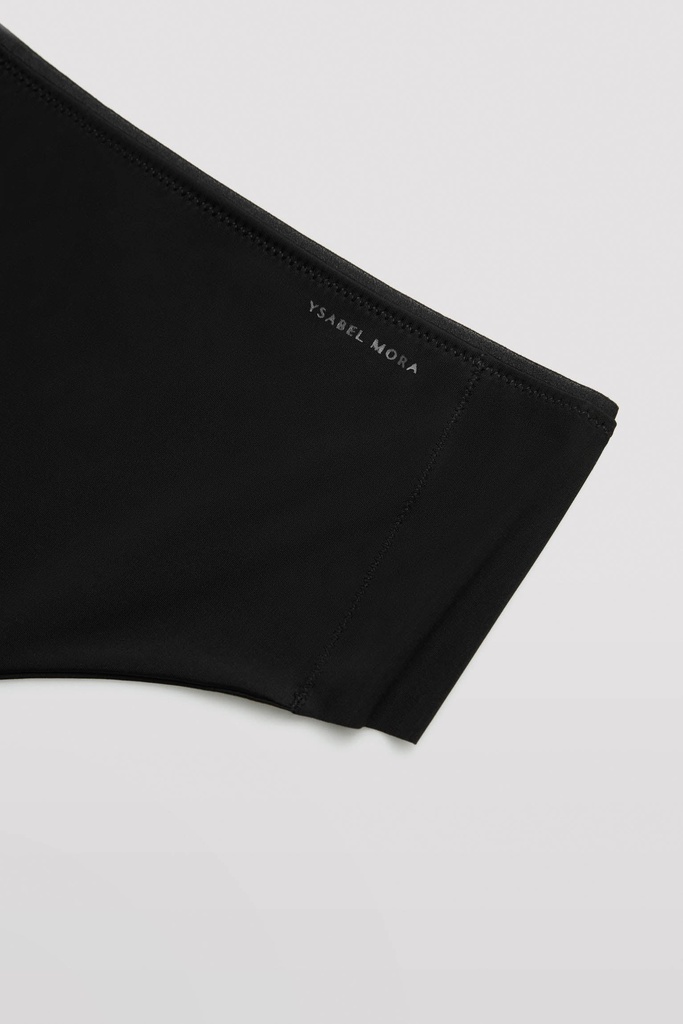 Tanga Alto De Controlo Com Acabamentos Invisíveis Preto