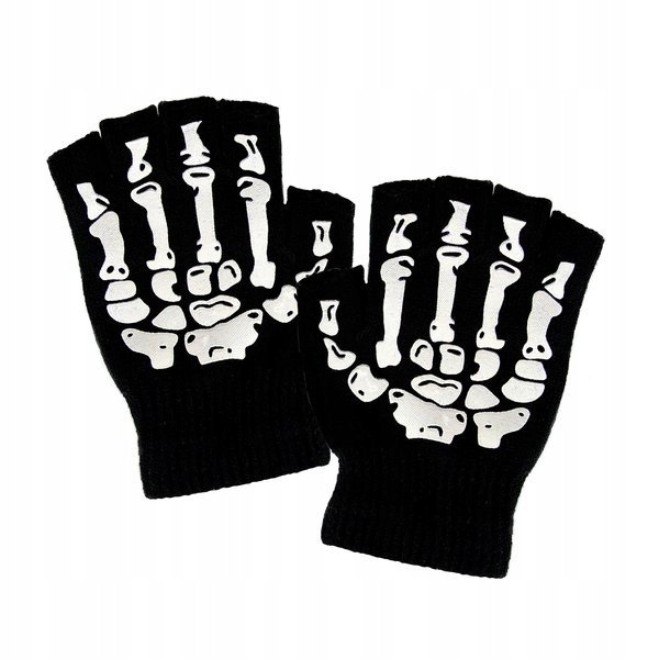 Guantes-Mitones de Lana Esqueleto Halloween