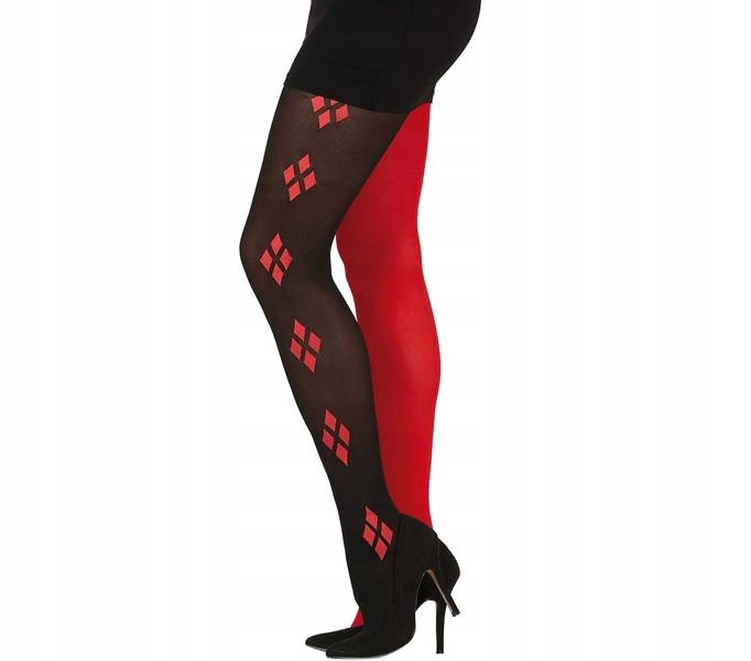[80852 Halloween U Disfrazzes] Pantys Arlequin Rojo y Negro Adulto - Halloween