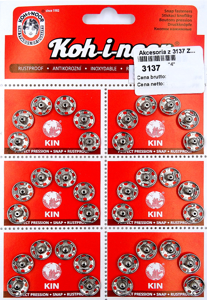 [76599 4 Nickel ST] Broche Cohinoor Blister T4 Nickel 6 pzs