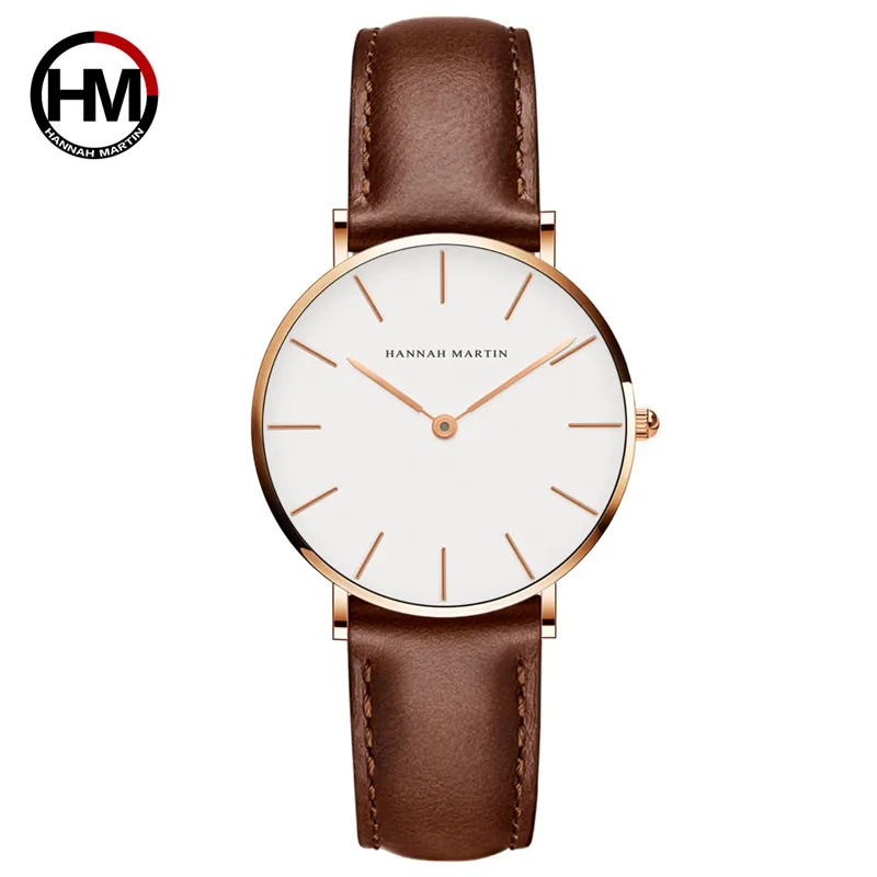 [HMCB36 GWB Ali] Reloj de Pulsera Sra Hannah Martin CB36 Gold White - Brown