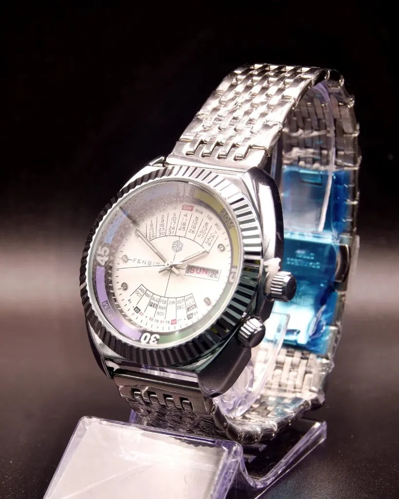 [Fensir Cal Perp Wh Ali] Reloj de Pulsera Fensir Calendario Perpetuo Dial Blanco