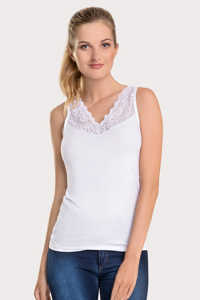 Camiseta Sra Top Tirante Ancho Cotonella Canotta Blonda GD193 M Blanco