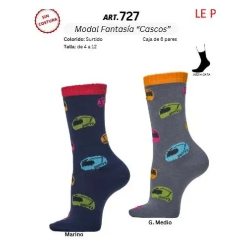 [727 10 Surt Ap] Le Petit 727 · Calcetín Junior Modal Fantasía Cascos