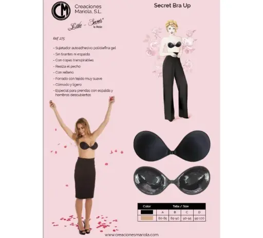 [275 80/85 Negro Ap] SecretBra UP Silicona Negro 80-85
