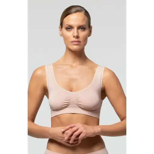 [1610 89631553-NEGRO-S/M AP] Sujetador Sra Brassiere Sin Costuras S/M Espalda Ancha Negro