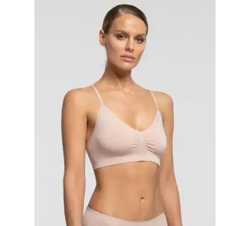 [1610 89631552-Tierra-S/M AP] Sujetador Sra Brassiere Sin Costuras S/M Espalda Ancha Tierra